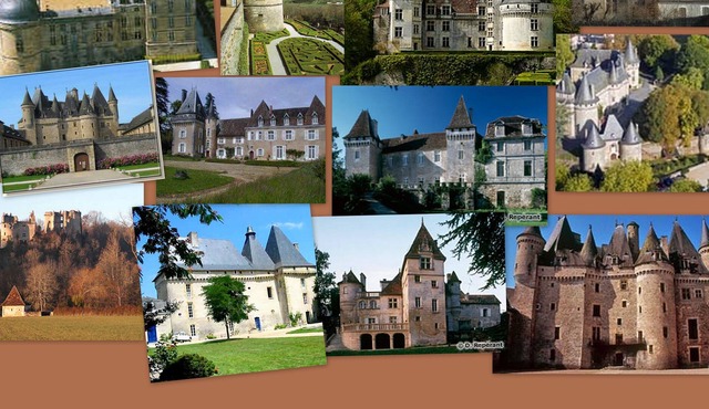 house fenced and wooded green Perigord overlooking castle