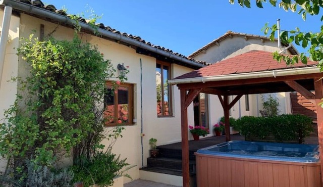 Romantic Gite-pool, hottub+sauna, wine tasting. Views down the Seugne valley